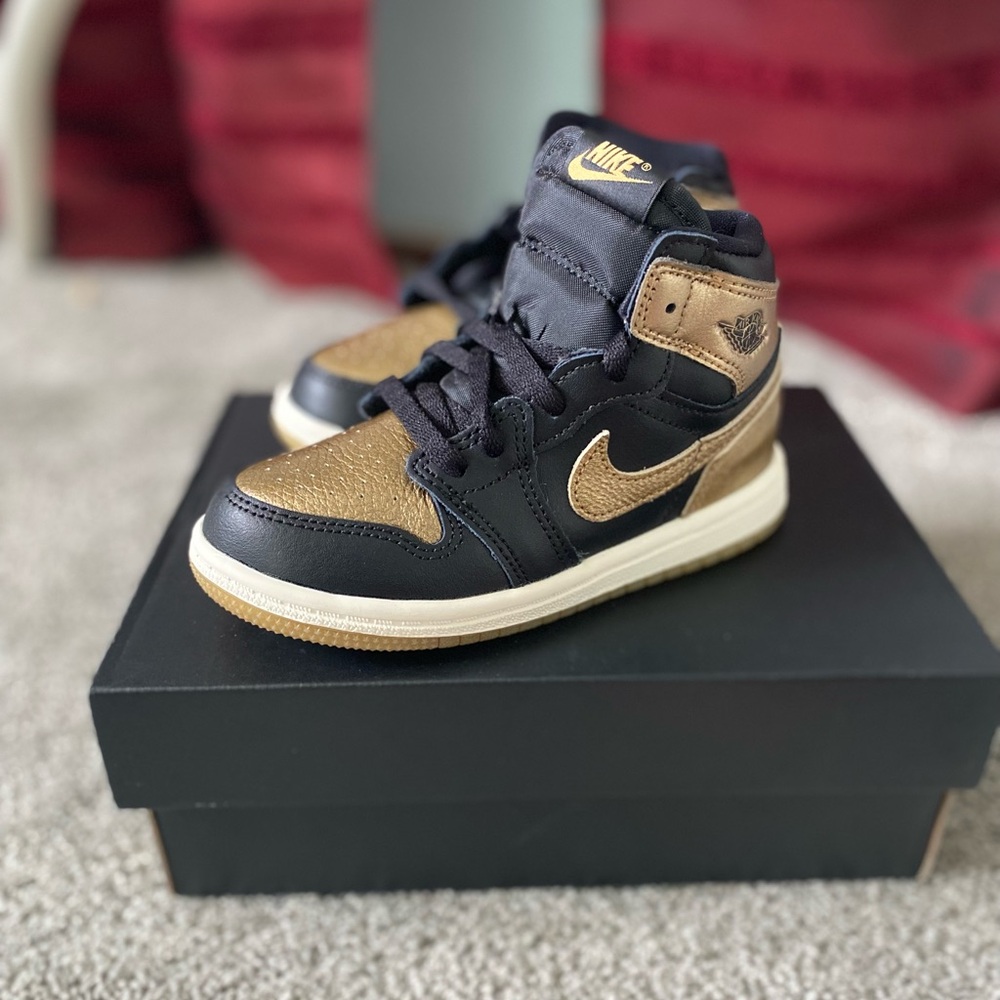 Nike Kids Black and Gold High-Top Sneakers
